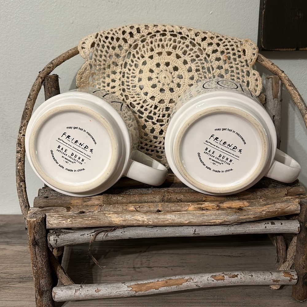 NWOT RAE DUNN FRIENDS COFFEE & TEA CERAMIC STACKING MUGS SET OF 2 - Picture 6 of 8